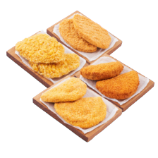 Kipschnitzel
naturel, saté of krokant,
kipburger of kip cordon bleu
2 pakjes van 2 stuks à 100-125 gram